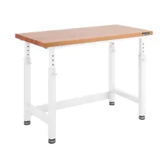 Seville Classics UltraHD Height Adjustable Workbench, 48" W x 24" D x 28.5" to 42" H White
