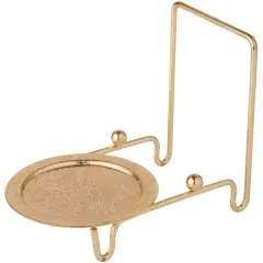 Bard's Ornate Shiny Gold-toned Cup and Saucer Stand, 3" H x 2.75" W x 4" D