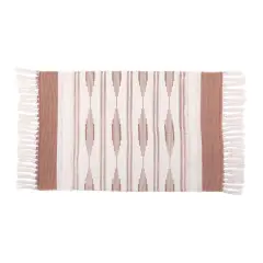 Yellow Bohemian Bathroom Rug with Tassels, Bohemian Style Mat (23.6 x 35 Inches) Brown