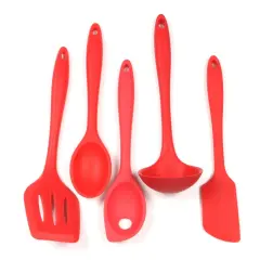 Chef Craft 5 Piece Premium Silicone Kitchen Tool and Utensil Set Red