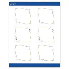 Avery Printable Square Labels, Gold Dots with Green Florals, 3" x 3", Matte White Square Labels, Permanent, Laser/Inkjet, 60ct, Great for Product Labels