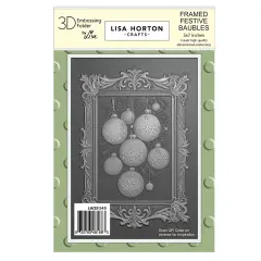 Lisa Horton Crafts Embossing Folder 5"X7"-Framed Festive Baubles