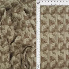 1 Yard Double Knit Jacquard Geo Fabric Stretch Polyester Spandex 58/60 Inches Wide TAUPE/BROWN