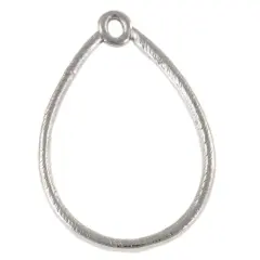 JewelrySupply Etched 40x25mm Teardrop Hoop Charm Antique Silver (Package of 2)