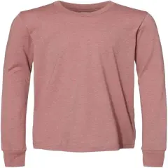 Bella + Canvas&reg; Youth Heather CVC Crewneck Long Sleeve T-Shirt HEATHER MAUVE