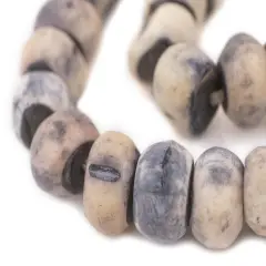The Bead Chest Washed Grey Bone Beads - Full Strand of Fair Trade African Beads (Large, Washed Grey)