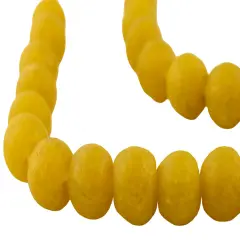 The Bead Chest African Recycled Glass Beads &ndash; Handmade in Ghana &ndash; Yellow 18mm Strand for Jewelry Making, Crafts, and Home Decor I Approximately 40 Beads