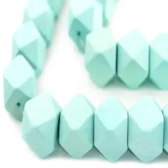 The Bead Chest Mint Green Cornerless Cube Wood Beads: 20mm Diamond Cut Natural Organic Beads for Jewelry Making