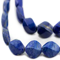 The Bead Chest Faceted Twisted Lapis Lazuli Beads (22x10mm)