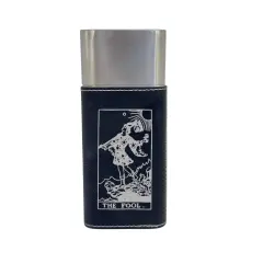 Cigar Case with Cutter - The Fool Tarot Card - Leather Black/Silver