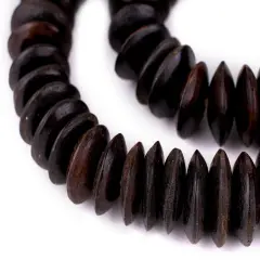 The Bead Chest Dark Brown Bone Beads - Full Strand of Fair Trade African Beads (Saucer, Dark Brown)