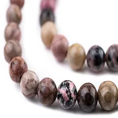 The Bead Chest Round Rhodonite Beads (8mm): Organic Gemstone Round Spherical Energy Stone Healing Power Crystal for Jewelry Bracelet Mala Necklace Making