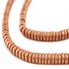 The Bead Chest Copper Disk Natural Wood Beads (4x8mm): Organic Eco-Friendly Wooden Bead Strand for DIY Jewelry, Crafts, Necklace and Bracelet Making