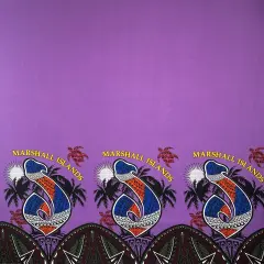 1 Yard Marshall Islands Palm Trees And Sea Turtles Peachskin Fabric For Elegant Apparel And Crafts 45 Inch Purple