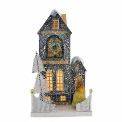 Cody Foster 15.0 Inch Festive Bay & Gable Christmas Putz House , Christmas Decor Christmas Festive Wreath Multicolored