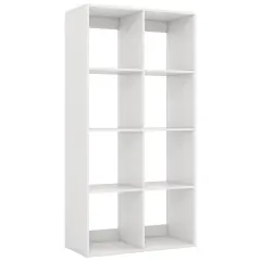 White 8-Cube Bookshelf Engineered Wood Open Back Storage Organizer