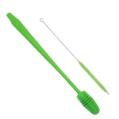 Handy Housewares 13" Long Reusable Drinking Bottle & Straw Cleaning Brush Set Green