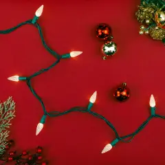 Northlight LED Faceted C6 Christmas Lights - Warm White - 23' Green Wire - 70ct