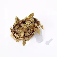 Metallic Gold 15 feet Rose Leaves Fairy Lights Battery Operated LED GARLAND