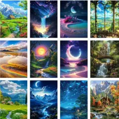 12 Pack Landscape Filed Moon Diamond Painting Kits