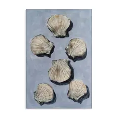 Stupell Industries Embellished Seashells Over Blue Canvas, design by Michael Willett