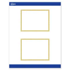Avery Printable Rectangle Postcards with Rounded Corners, Gold Beads, 4.25" x 5.5", Matte White Rectangle Postcards with Rounded Corners, Laser/Inkjet, 20ct, Great for Postcards