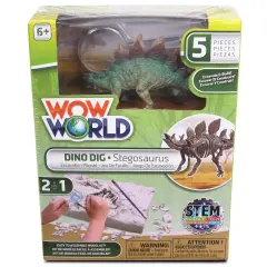 WowWorld: Dino Dig - Stegosaurus - All-In-One Dinosaur Skeleton Excavation Kit, Tools & Construction Figurine, Educational Science Toy, Kids Ages 6+