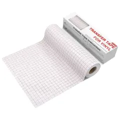 12 x 50 FT w/Alignment Grid Application Tape,Clear Vinyl Transfer Paper Tape Roll