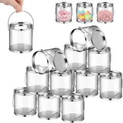 12 Pack Mini Clear Plastic Paint Cans with Metal Lids