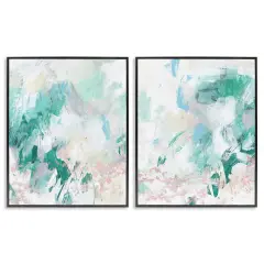 Stupell Industries Abstract Splatter Green Detail 2pc Framed Giclee Wall Art Set Design by June Erica Vess 