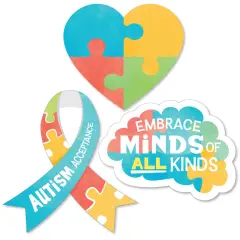 Big Dot of Happiness Autism Acceptance Decor - Small DIY Awareness Paper Cut-Outs - 24 Count