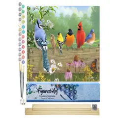 Figured'Art Paint by Numbers Kit for Adults Birds On A Fence 16"x20" - Craft Art Painting Rolled Canvas with DIY wooden frame
