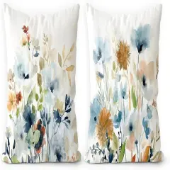 Floral Sage Pillow Covers 18x18 Set of 2 Fall Farmhouse Velvet Print Decorative Pillows for Couch Outdoor Pillows Case, for Living Room Bedroom Cushion Covers for Home Decor
