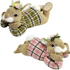 8.9" Sisal Easter Bunny Decor &ndash; Set of 2 Rustic Bunny Figurines