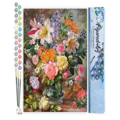 Figured'Art Paint by Numbers Kit for Adults Flowers in All colours 16"x20" - Craft Art Painting DIY Kit Rolled Canvas without frame