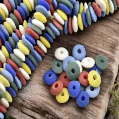 13~15mm Mutli Color Recycled African Glass Heishi Bead