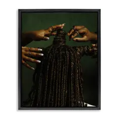 Stupell Industries Women Braiding Hair Floater Framed Canvas Wall Art Design by Oladimeji Odunsi 