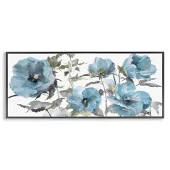 Stupell Industries Blue Poppies on White Framed Giclee Wall Art Design by Theresa Heidel