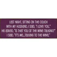 Solid Knotty Pine Decor with a Touch of Humor Wine Lover's Quote Purple-White