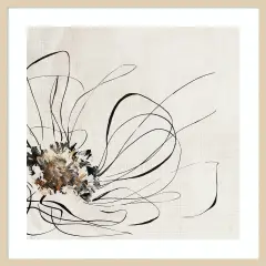Golden Line Flower II by Alex Black Wood Framed Wall Art Print