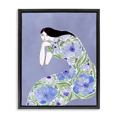 Stupell Industries Blue Floral Dress Floater Framed Canvas Wall Art Design by Melissa Wang 