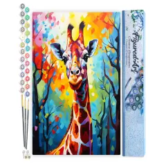 Figured'Art Paint by Numbers for Adults Colorful Abstract Giraffe 16"x20" - Craft Art Painting DIY Kit Rolled Canvas Without Frame