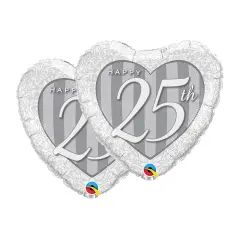 Happy 25th Damask Heart 18 Inch Foil Mylar Balloon