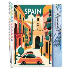 Figured'Art Paint by Numbers for Adults Travel Poster Seville 16"x20" - Craft Art Painting DIY Kit Rolled Canvas Without Frame