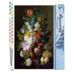 Figured'Art Paint by Numbers Kit for Adults Jan Frans van Dael - Vase of Flowers 16"x20" - Craft Art Painting DIY Kit Rolled Canvas without frame