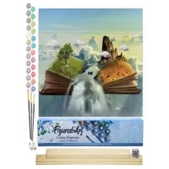Figured'Art Paint by Numbers Kit for Adults Landscape book 16"x20" - Craft Art Painting Rolled Canvas with DIY wooden frame
