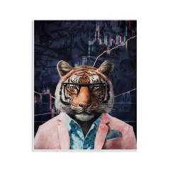 Stupell Industries Trendy Tiger on Abstract Wall Plaque Art Design by Svetlana Aleynikova