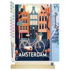 Figured'Art Paint by Numbers for Adults Travel Poster Amsterdam 16"x20" - Craft Art Painting Rolled Canvas with DIY wooden frame