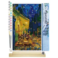 Figured'Art Paint by Numbers Kit for Adults Van Gogh Cafe Terrace at Night 16"x20" - Craft Art Painting Rolled Canvas with DIY wooden frame