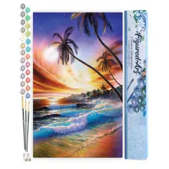 Figured'Art Paint by Numbers Kit for Adults Storm on the beach 16"x20" - Craft Art Painting DIY Kit Rolled Canvas without frame